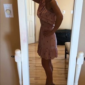 Pink off the shoulder knee dress